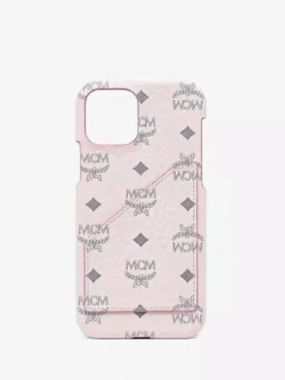 MCM Powder Pink Visetos iPhone 11 Pro Case Monogram Leather Card Slot NEW